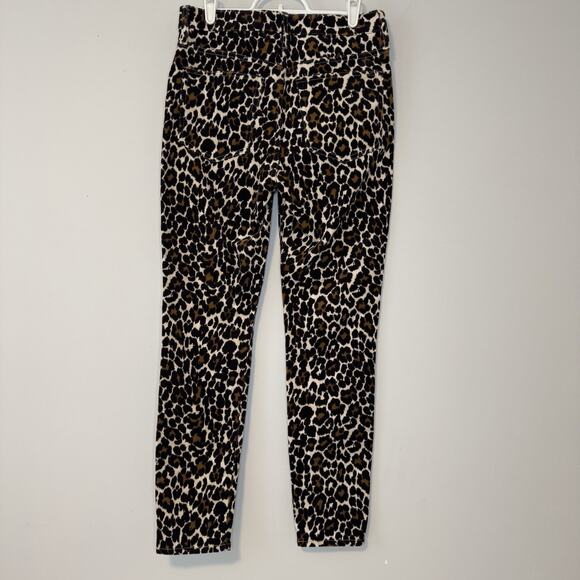 J Crew Corduroy Pants Womens 27 Brown Leopard Print 10" Toothpick Ankle Stretch - Picture 5 of 14